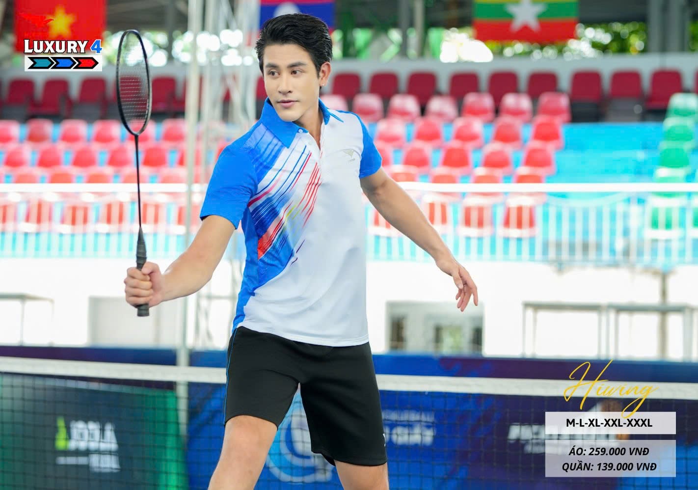 Áo bóng chuyền cầu lông pickleball nam HIWING LUX 4 màu xanh